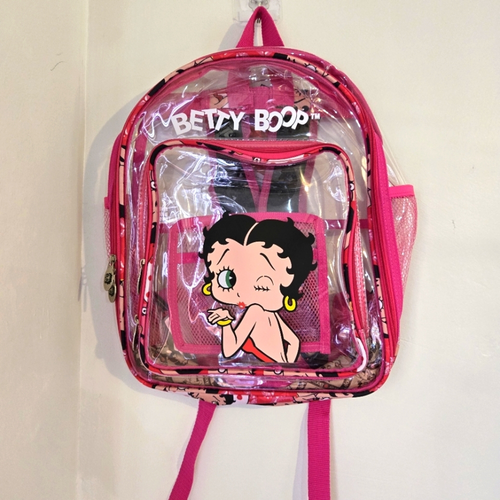🍒🍒 Betty Boop Clear Pink Backpack - Picture 1 of 9